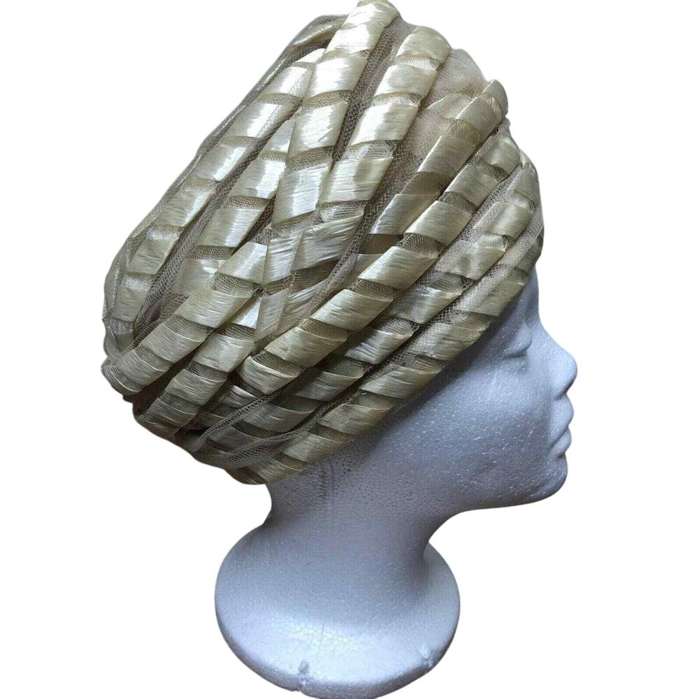 CHRISTIAN DIOR 1960s? Chapeaux Woven Textured Net Bubble Hat Vintage - Picture 3 of 10